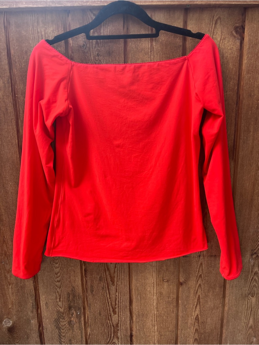 SKIMS Fits Everybody Off Shoulder Long Sleeve Top Size L Cherry Red
